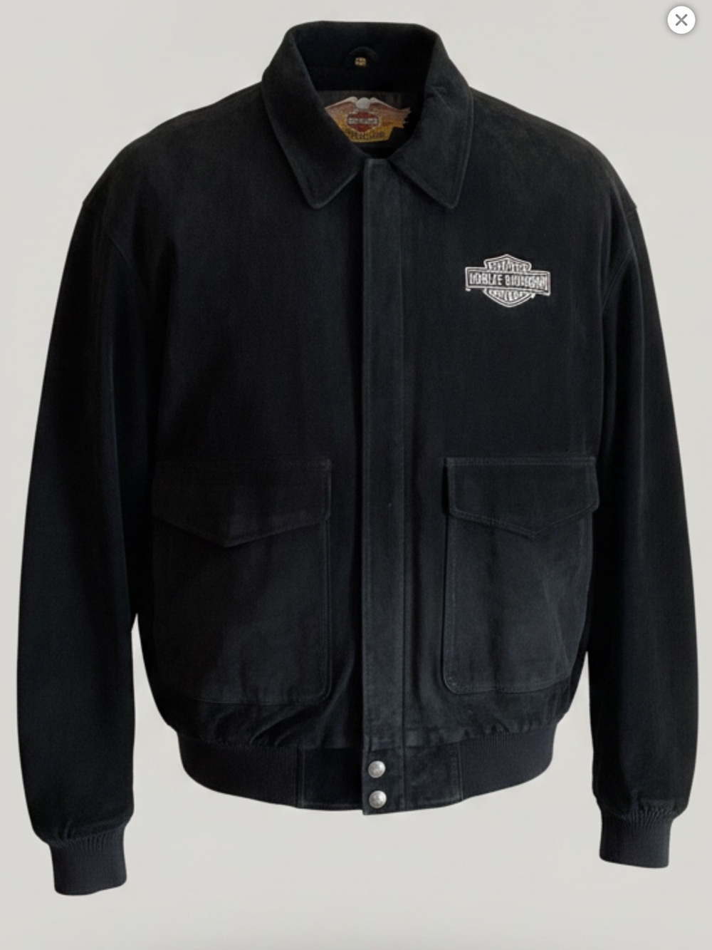 Harley-Davidson Black Suede Bomber with Chest Logo